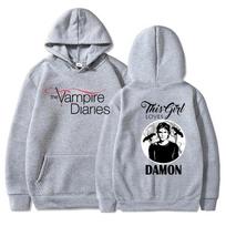 Vampyrų dienoraščiai Hoodies Moteriškas Madingas Asmenybės Gobtuvinis Megztinis Laisvas Ilgomis Rankovėmis Puloveris Kasdieniam Lauko Dėvėjimui L gray