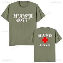 Mash Distressed Logo T Shirt Mens 4077 Licensed Classic TV Show Militarryy GreenHigh quality Br L gray