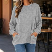 Women's Casual Color Sweatshirt for Everyday Wear XXL gray