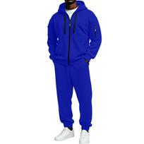 Men's Full Zip Hoodie Sweatshirt and Black Pants Sport Casual Two Piece Outfit Set XXXL blue