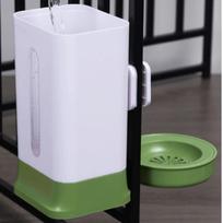 1.5L Dog Water Dispenser Large Capacity Detachable Cage Hanging Water Bottle Adjustable Leak-Proof Hanging Crate Water Bowl white