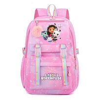Cute Cartoon Abby Dollhouse School Backpack Girls Nylon Daypack With Laptop Sleeve Zippered Backpack