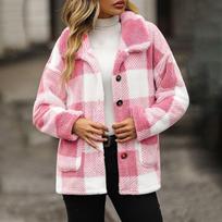 Women's Color Thick Long Sleeve Fashion Coat Jacket M rožinė