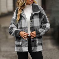 Women's Color Thick Long Sleeve Fashion Coat Jacket L gray