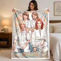 ABBA Print Flannel Blanket Cozy Warm Plush Throw Blanket For Bed Sofa Couch Indoor Household Use 75x90cm