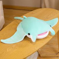 New Soft Manta Ray Plush Toy Lovely Devilfish Stuffed Pillow Sofa Cushion Cute Mobulidae Plushies Marine Animals Dolls Gifts 70x45cm beige