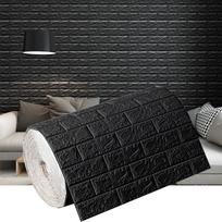3D Lipnios Plytų Sienų Lipdukai, Nuimami ir Lipdomi, Vandeniui Atsparūs Putų Plokštės, Nuimami Tapetai Miegamojo Svetainės Dekoruoti 1Pcs-70X100cm juoda