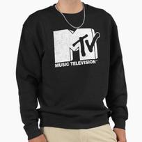 Unisex Cotton Sweater Pullover Hoodie Printed Sweater Mtv Vintage Distressed Classic Mtv Logo Pullover Sweatshirt Casual Long Sleeve Sweatshirt 2XL (75-80kg) juoda