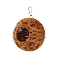 Comfortable Bird Hammock for Cage Breathable Bird Breeding House Woven Bird Nest  Garden Bird House 1 Hole Suspension brown