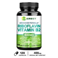 Vitaminas B2 (Riboflavinas) Kapsulės, 400 mg porcijoje, natūralus maisto papildas suaugusiems 120*1