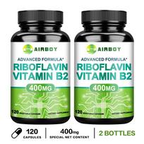 Vitaminas B2 (Riboflavinas) Kapsulės, 400 mg porcijoje, natūralus maisto papildas suaugusiems 120*2