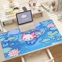 Pink Axolotl Cute Mouse Pad Anti Slip Rubber Edge Locked Thickened Laptop Gaming Desk Mat 30x60cm beige