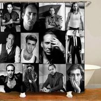Juokingas 3D Nicolas Cage veido narvo plakatas Dušo užuolaida 1 vnt. Vonios pertvaros užuolaidos su kabliukais vonios dekoravimui Vandeniui atspari 90x180cm gray