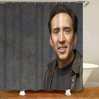 Juokingas 3D Nicolas Cage veido narvo plakatas Dušo užuolaida 1 vnt. Vonios pertvaros užuolaidos su kabliukais vonios dekoravimui Vandeniui atspari 90x180cm