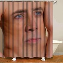 Juokingas 3D Nicolas Cage veido narvo plakatas Dušo užuolaida 1 vnt. Vonios pertvaros užuolaidos su kabliukais vonios dekoravimui Vandeniui atspari 90x180cm