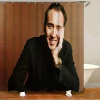 Juokingas 3D Nicolas Cage veido narvo plakatas Dušo užuolaida 1 vnt. Vonios pertvaros užuolaidos su kabliukais vonios dekoravimui Vandeniui atspari 90x180cm