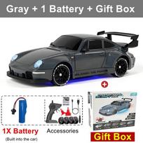 New Four-wheel Drive 1:24 RC Drift Car with LED Light 2.4G Radio 20KM/h High Speed Remote Control Racing Cars Vehicle Model Toy Gift for Boy Girl Kid 1 battery pilka