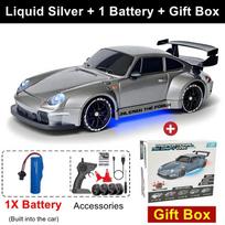 New Four-wheel Drive 1:24 RC Drift Car with LED Light 2.4G Radio 20KM/h High Speed Remote Control Racing Cars Vehicle Model Toy Gift for Boy Girl Kid 2 batteries sidabras