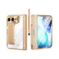 For iPhone Ultra Electroplated Magnetic Hinge Phone Case With Front Flim Glass With S Pen Lens Protection Shockproof Cover Funda iPhone Ultra auksas