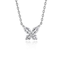 Classic S925 Sterling Silver Fairy Butterfly Moissanite Necklace for Women - Elegant High-End Fashion Jewelry 925 Sterling Silver white