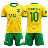 2026 Specialus Neymar 10 ir VINI JR Futbolo Marškinėlių Šortų Rinkinys Moterims Vyrams Brazilijos Gerbėjų Marškinėliai ir Šortai Vasaros Vaikams 2 Dalių Rinkinys 160