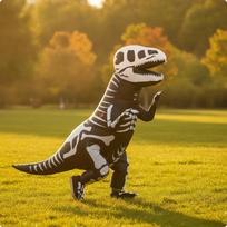 Pripučiamas dinozauro kostiumas visam kūnui | 210T medžiaga, uždedamas kostiumas, vakarėliams, suaugusiems Child 100-120cm brown