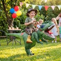 Pripučiamas dinozauro kostiumas visam kūnui | 210T medžiaga, uždedamas kostiumas, vakarėliams, suaugusiems Toddler 90-120cm gray