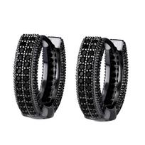 Kaiwei Black Diamond Zirconia Ear Cuff Earrings - European American Hip Hop Double Row Cuban Style black
