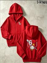 Kids Drip 67 Baseball Graphic Zip Up Hoodie Loose Long Sleeve Hooded Jacket Sports Casual Outerwear For Boys Girls 160 brown