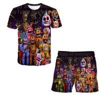 Vasaros penkios naktys Freddy rūbų kostiumai 3D spausdinimas Gimtadienio vakarėlio dovanos Drabužių rinkiniai Berniukams Merginoms FNAF animacinių filmų laisvalaikio apranga 140 brown