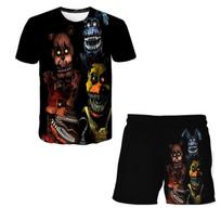 Vasaros penkios naktys Freddy rūbų kostiumai 3D spausdinimas Gimtadienio vakarėlio dovanos Drabužių rinkiniai Berniukams Merginoms FNAF animacinių filmų laisvalaikio apranga 150 black