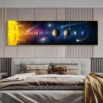 Saulės sistemos drobės tapyba Sienų menas Planetų paveikslai Kosmoso astronautų plakatai Spaudiniai svetainės dekorui Menas prie lovos Cuadros 60cm×170cm NoFrame