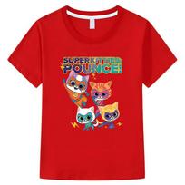 Naujas žaidimas Super Kitties Vaikiški marškinėliai Vasaros medvilnės trumpomis rankovėmis y2k vienetiniai marškinėliai vaikams berniukui 10 metų mergaičių drabužiai Anime marškinėliai 150 raudona