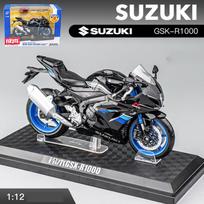 1/12 SUZUKI GSX-R1000 motociklo lydinio liejimo žaislinis motociklo automobilio modelis, jungties galvutė, guminė padanga, motociklo transporto priemonė berniukui, dovana 1/12-17x8.6x6cm juoda
