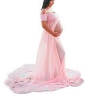 Nėščios moters suknelė vienspalvė priekyje, iki pečių, besitęsianti nėščios princesės fotorekvizitai S rožinė