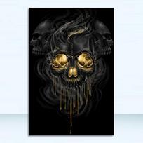 Metalinė kaukolės statulėlė Drobė Auksiniai abstraktūs spaudiniai Plakatai Tapyba Sienos meno paveikslai Svetainei Namų dekoravimui Be rėmo Cuadros 60x80cm No Framed