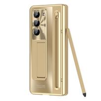 360 laipsnių pilnos apsaugos vyrių dėklas, skirtas Samsung Galaxy Z Fold 7 6 5 4 3, originalus, su lietimui jautriu rašikliu, sulankstomu dangteliu, grūdinto stiklo plėvele, stoveliu For Galaxy Z Fold 6 auksas