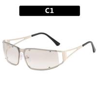 Women's sunglasses, metal hollow new personalized Spice Girl fashion glasses, sun protection, beach driving travel men's sunglasses white