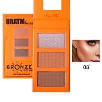 Three-color Highlighter Blush Palette Matte Pearlescent 3D Contour Palette Highlighting Nose Shadow Natural Nude Makeup Powder Cake 8# brown