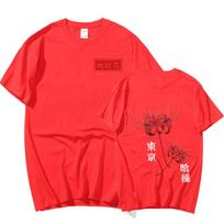 Anime Tokyo Ghoul Spider Lily T-shirt Men Women Cool Kane Kiken Graphic Print Man T-shirts Oversized Streetwear Couples Tees L red