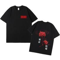 Anime Tokyo Ghoul Spider Lily T-shirt Men Women Cool Kane Kiken Graphic Print Man T-shirts Oversized Streetwear Couples Tees 6XL black