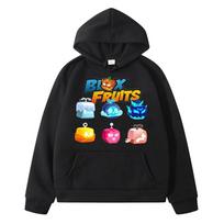 Naujas žaidimas Blox Fruits Autumn anime megztinis Fleece megztinis berniukui Kawaii Hoodies Striukė y2k sudadera vaikiški drabužiai mergaitėms 130 juoda