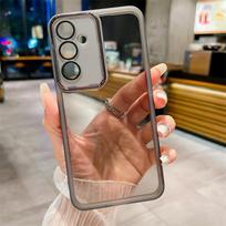 Skaidrus silikoninis dėklas, skirtas Samsung Galaxy A55 A35 A56 A16 A06 A54 A34 A25 A24 A23 A53 A52 A14 A12 M33 M55 M15 M34 su stiklo lęšio plėvelės apsauga Samsung Galaxy S21Plus juoda