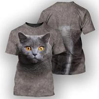 Ginger Cat marškinėliai 3D Britų trumpaplaukių kačių marginimas O formos kakleliu Vyriški viršutiniai vasariniai trumpomis rankovėmis unisex drabužiai 2XL black