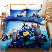 Raudonas lenktyninis automobilis 3D Vaikams Berniukams Patalynės komplektas F1 Žaidimų lenktynininkas Spausdinimas Antklodės užvalkalas 2/3 vnt. Patalynė su pagalvės užvalkalu Viengulei/Dvigulei lovai Patalynės užtiesalas 140x210cm 2pcs