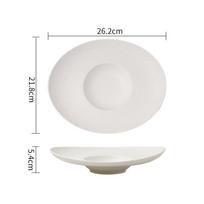 Oval Ceramic Fruit Salad Bowl Sashimi Sushi Plate Soup Bowl Home Kitchen Solid Color Cutlery Snack Bread Dessert Dish Soup Basin white