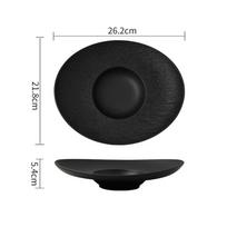 Oval Ceramic Fruit Salad Bowl Sashimi Sushi Plate Soup Bowl Home Kitchen Solid Color Cutlery Snack Bread Dessert Dish Soup Basin black