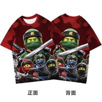 2025 MINISO Ninjago marškinėliai animacinis anime spaudas berniukų ir mergaičių marškinėliai vasarai naujo stiliaus gatvės tendencijos vaikiški drabužiai trumpomis rankovėmis 130 juoda