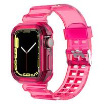 Skaidri apyrankė + dėklas Apple Watch 8 7 6 SE 5 3 2 Minkštas skaidrus silikoninis dirželis iwatch dirželiui 40 mm 44 mm 42 mm 41 mm 45 mm 49 mm 42mm or 44mm or 45mm rožinė raudona spalva