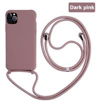 Kryžinė apyrankė Silikoninis dėklas IPhone 16 15 14 13 12 11 Pro Max XSMAX XR 8 7 Samsung S25 S24 S23 S22 S21 Ultra Plus S21FE A15 A55 A16 A53 A14 A54 Samsung S20 FE tamsiai rausva spalva